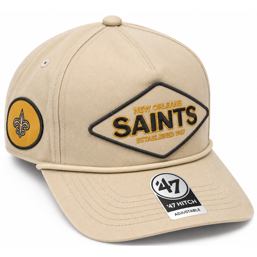 New Orleans Saints 47 Brand Cairn Hitch Adjustable Hat Mojave Tan NFL Rope Cap